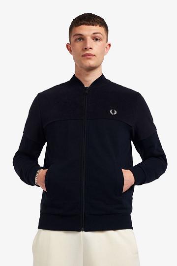 Kurtka Fred Perry Towelling Panel Track Męskie Granatowe | PL 1268CTVE